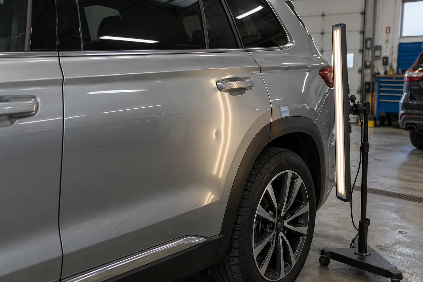 Осмотр поверхности двери Geely Monjaro | Кузовной ремонт Geely Monjaro